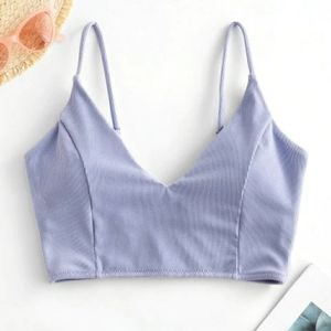 Ribbed cropped bikini top